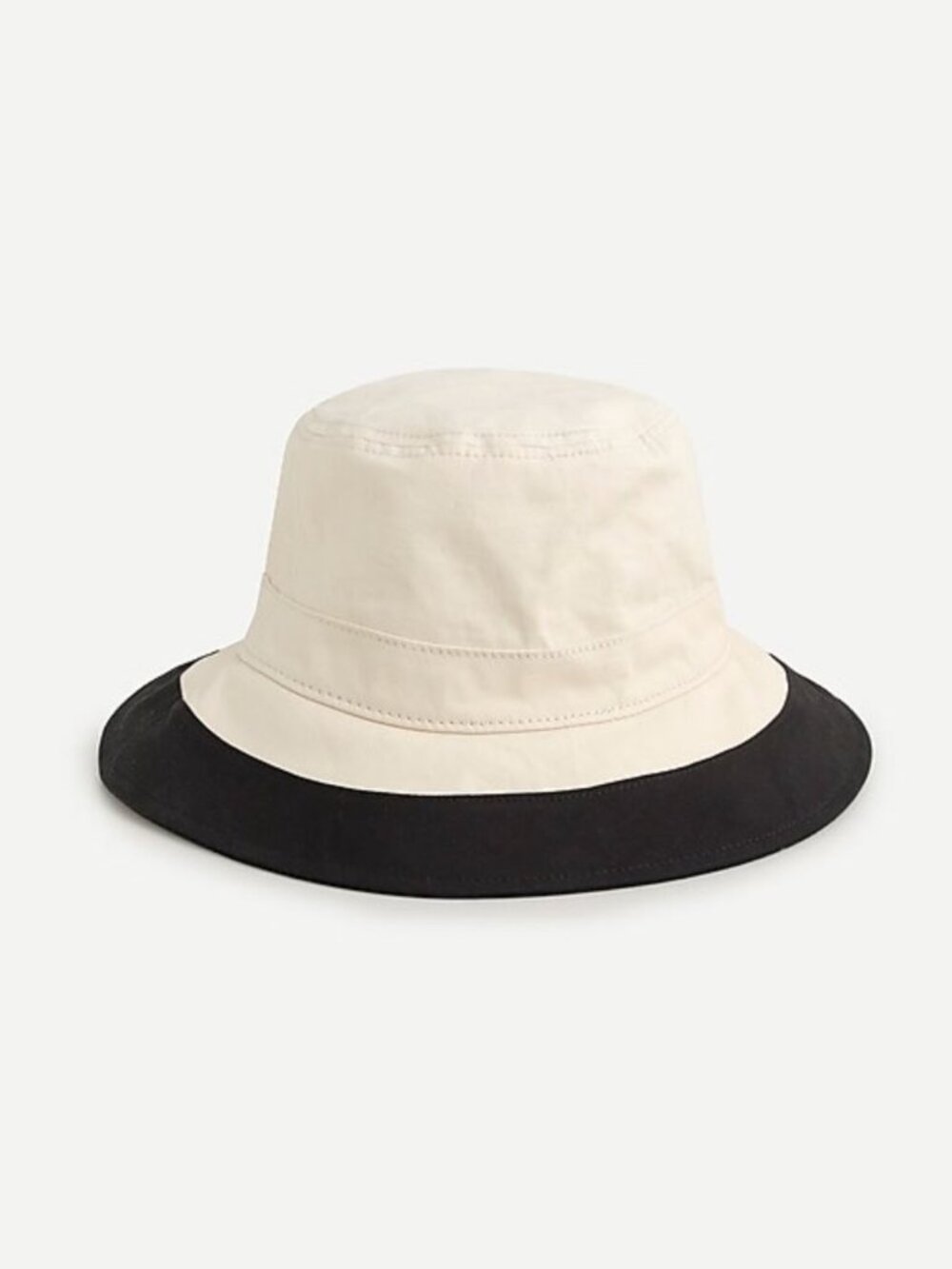 J.Crew Wide-Brim Bucket Hat in Colorblock Natural Black - Size M/L